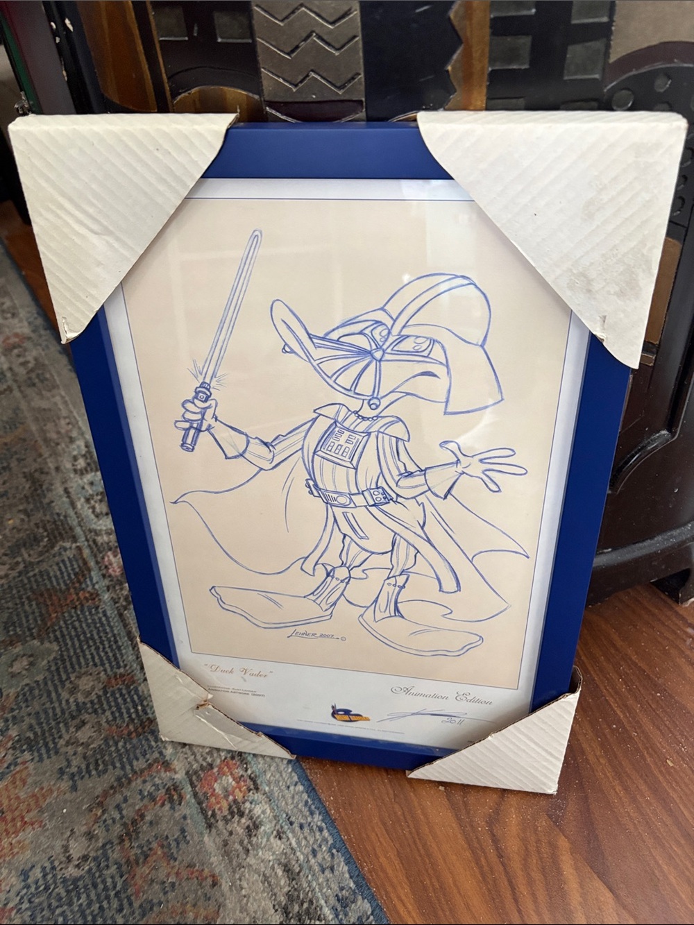 Rare Beautiful Framed Limited Animation Edition Sketch Lithograph Duck Vader -
